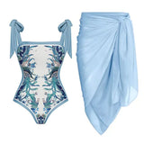 Siamese Conservative Covering Belly Thin Swimsuit French Retro One-piece Bikini