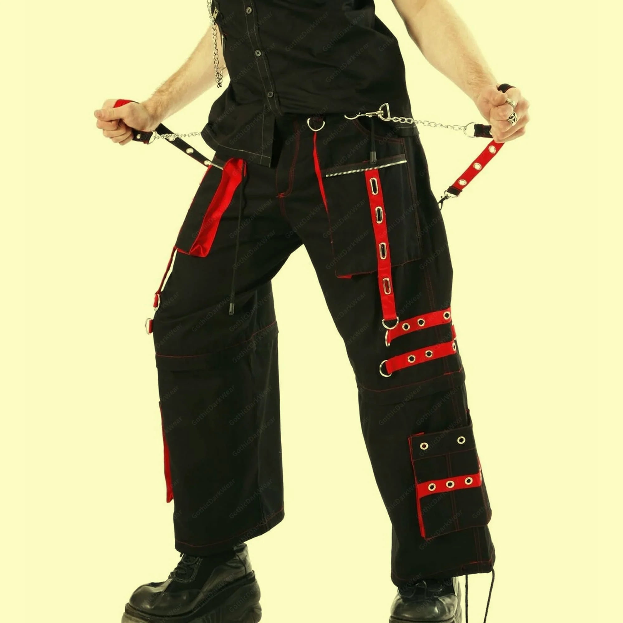 Gothic Alternative Baggy Pant | Punk Men 2-in-1 Transformer Bondage Trouser