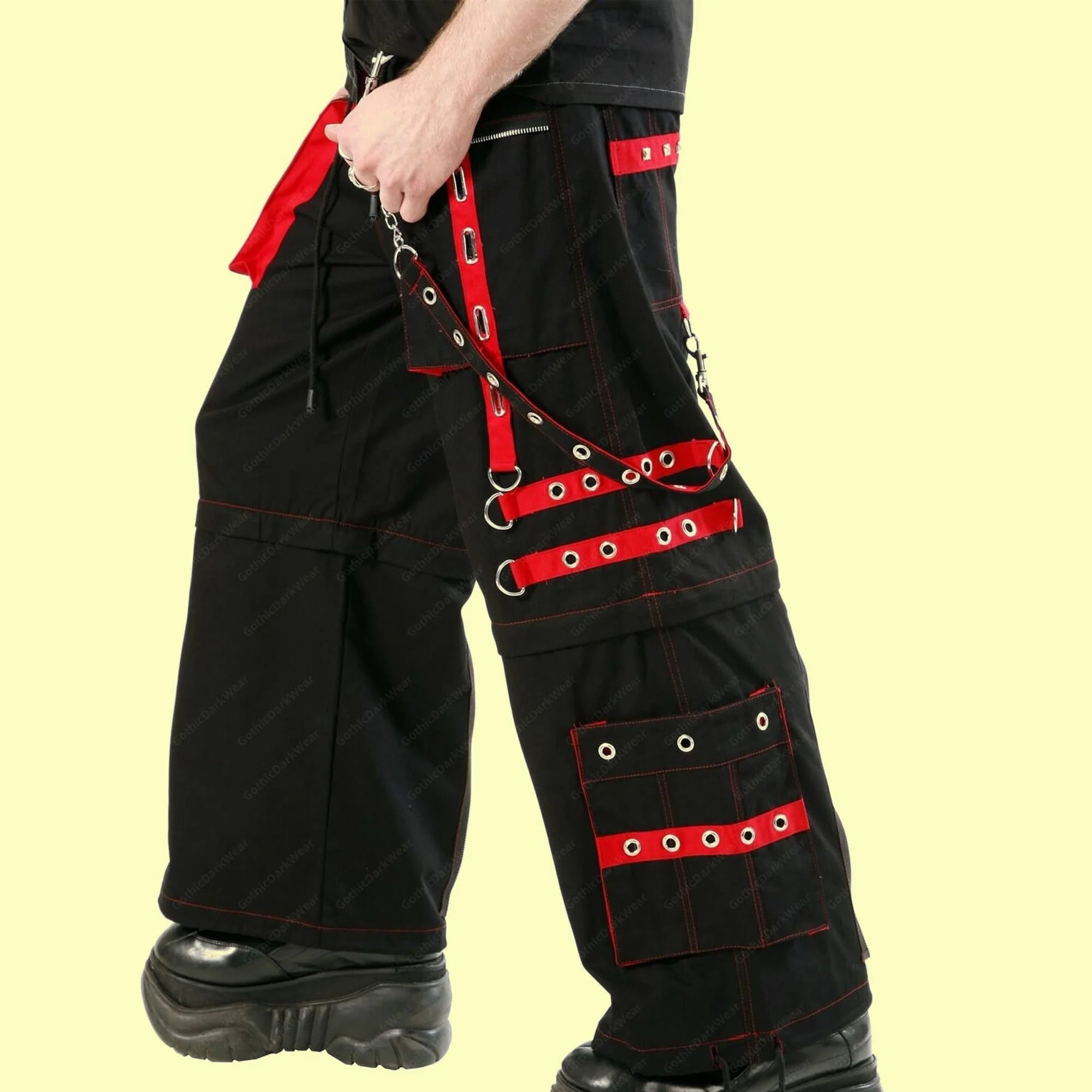 Gothic Alternative Baggy Pant | Punk Men 2-in-1 Transformer Bondage Trouser