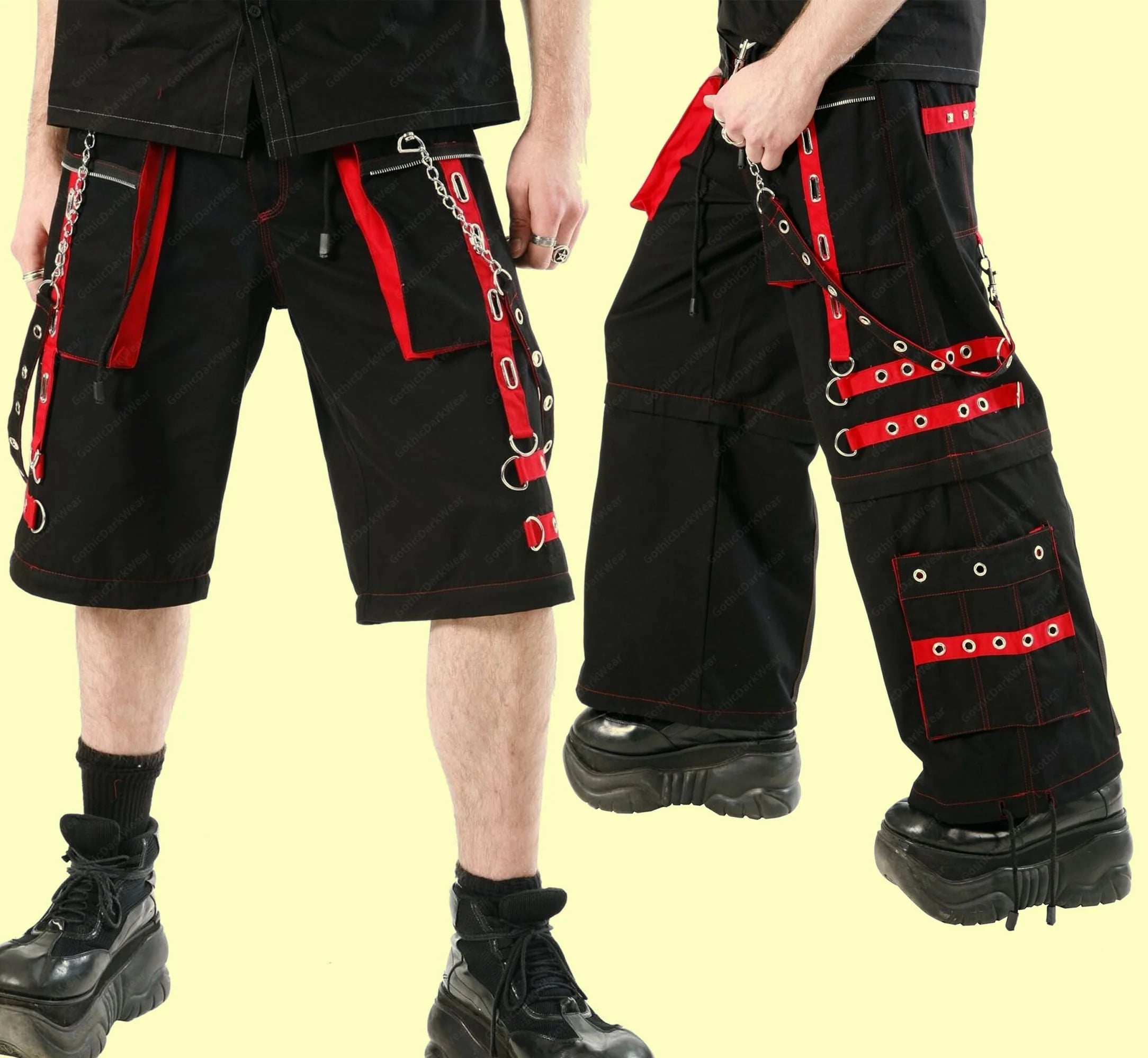 Gothic Alternative Baggy Pant | Punk Men 2-in-1 Transformer Bondage Trouser