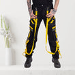 Men High Waist Gothic Cargo Pants | Baggy Tripp Style Cyber Goth Pant with Buckle and Strap