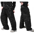 Men Gothic Bondage Cyber Trousers | Zip-Off Baggy Cargo Pants with Chain and Rivet