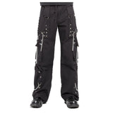 Men Gothic Bondage Pants | Punk Rock Zip-Off Short with Chain and Stud