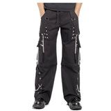 Men Gothic Bondage Pants | Punk Rock Zip-Off Short with Chain and Stud