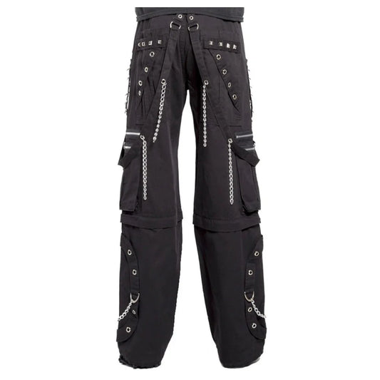 Men Gothic Bondage Pants | Punk Rock Zip-Off Short with Chain and Stud