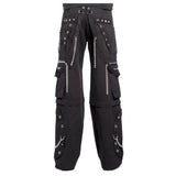Men Gothic Bondage Pants | Punk Rock Zip-Off Short with Chain and Stud