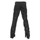 Men Gothic Denim Bondage Pant | Black Rock Star Pants with Strap and Silk Detail