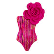 Women's Printed Three-dimensional Large Flower One-shoulder Swimsuit