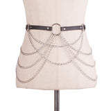 Metal Chain Leather Belt Body Chains - Alternative Gothic Dark Wear | Embrace Dark Aesthetic Men & Women Gothic Clothing