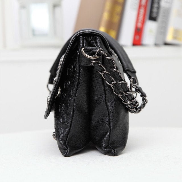 Skull Bag Embossed Chain Trend - Alternative Gothic Dark Wear | Embrace Dark Aesthetic Men & Women Gothic Clothing
