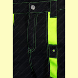 Men Gothic Black Cargo Trip Pants | Eternal Cyber Goth Pant with Buckle Strap and D-Ring Hook