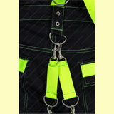 Men Gothic Black Cargo Trip Pants | Eternal Cyber Goth Pant with Buckle Strap and D-Ring Hook