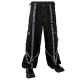 Men Gothic Baggy Bondage Pants | Cyberpunk Zip-Off Trouser with Pyramid Stud and Chain