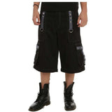 Men Gothic Baggy Bondage Pants | Cyberpunk Zip-Off Trouser with Pyramid Stud and Chain