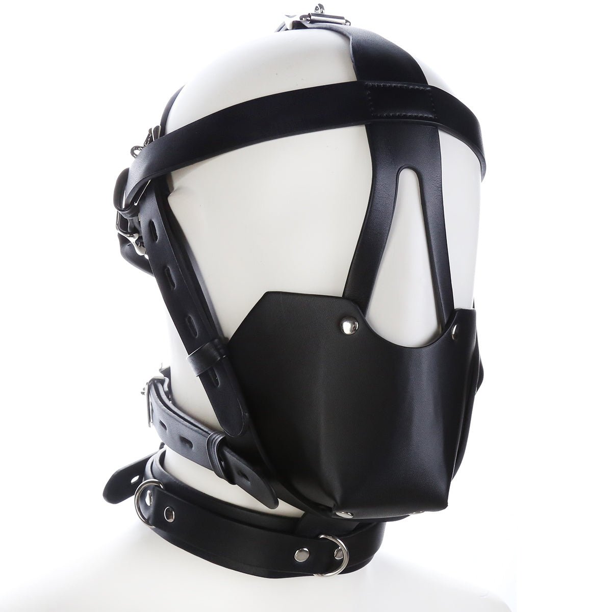 Black Leather Harness Type Head Cover - Alternative Gothic Dark Wear | Embrace Dark Aesthetic Men & Women Gothic Clothing