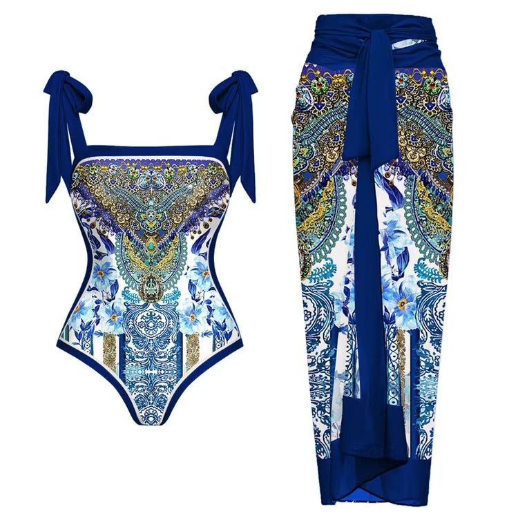 Siamese Conservative Covering Belly Thin Swimsuit French Retro One-piece Bikini