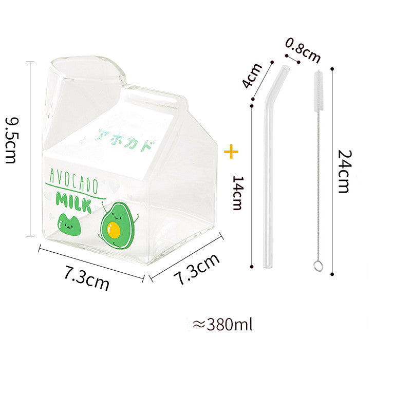 Glass Square Milk Carton Mug Microwaveable