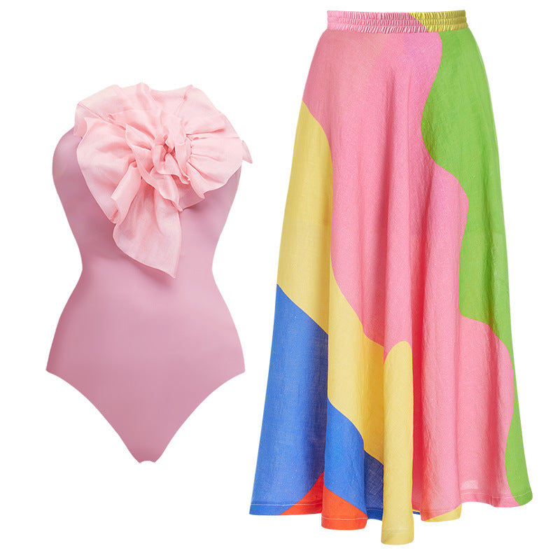 One Piece Swimsuit Deep V Halter Backless