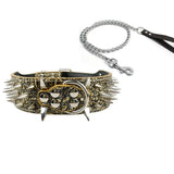 Dog Anti Bite Collar for Female M Size with Traction Rope Rivet Chain and Bully Pit Bull Design - Alternative Gothic Dark Wear | Embrace Dark Aesthetic Men & Women Gothic Clothing