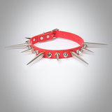 Punk Gothic Long And Short Rivet Spike Leather Collar Leather Necklace
