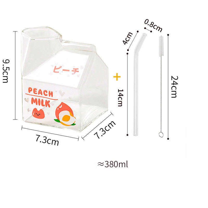 Glass Square Milk Carton Mug Microwaveable