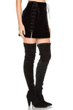 Women Gothic Mini Laces Skirt | High-Waist Leather Skirt with Belt Straps