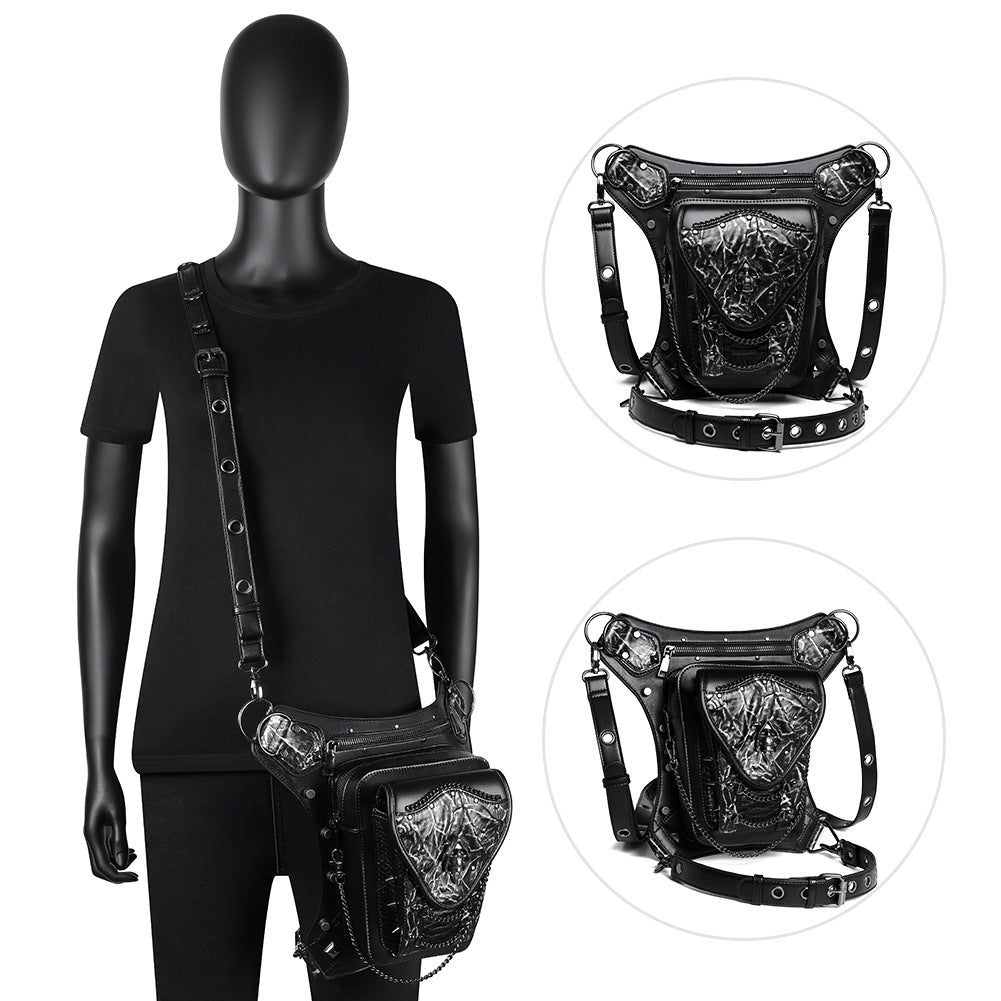 New Steampunk Skull Chain Locomotive Bag - Alternative Gothic Dark Wear | Embrace Dark Aesthetic Men & Women Gothic Clothing