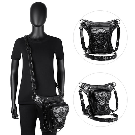 New Steampunk Skull Chain Locomotive Bag - Alternative Gothic Dark Wear | Embrace Dark Aesthetic Men & Women Gothic Clothing
