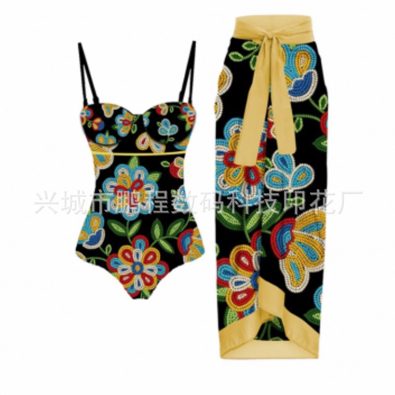Siamese Conservative Covering Belly Thin Swimsuit French Retro One-piece Bikini