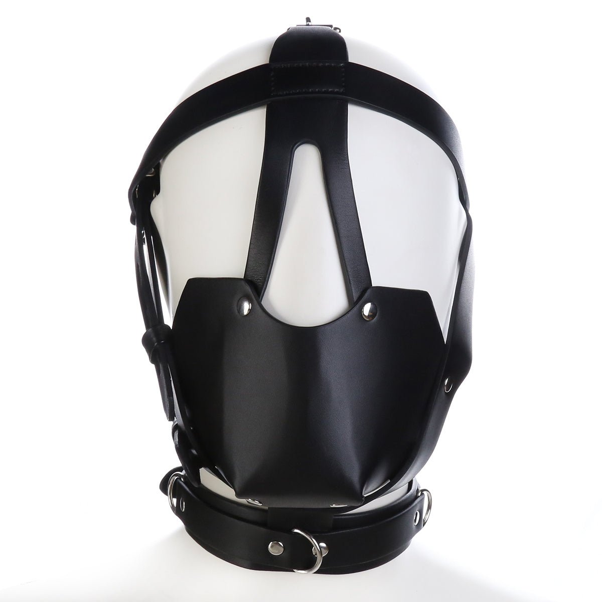 Black Leather Harness Type Head Cover - Alternative Gothic Dark Wear | Embrace Dark Aesthetic Men & Women Gothic Clothing
