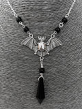 European And American Gothic Wizard Bat Necklace Magic Black Water Drop Crystal Pagan Necklace