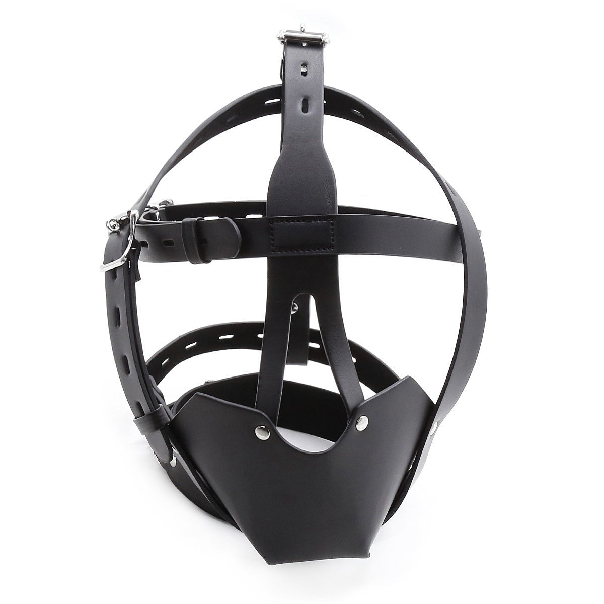 Black Leather Harness Type Head Cover - Alternative Gothic Dark Wear | Embrace Dark Aesthetic Men & Women Gothic Clothing