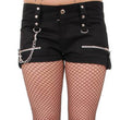 Women Unique Punk Style Shorts Skirt | Badass Gothic Zipper Chain Studded Mini Skirt