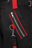 Red Bondage Pants Black Zippers and Laces Pant Punk Pants High Waist Pant - Alternative Gothic Dark Wear | Embrace Dark Aesthetic Men & Women Gothic Clothing