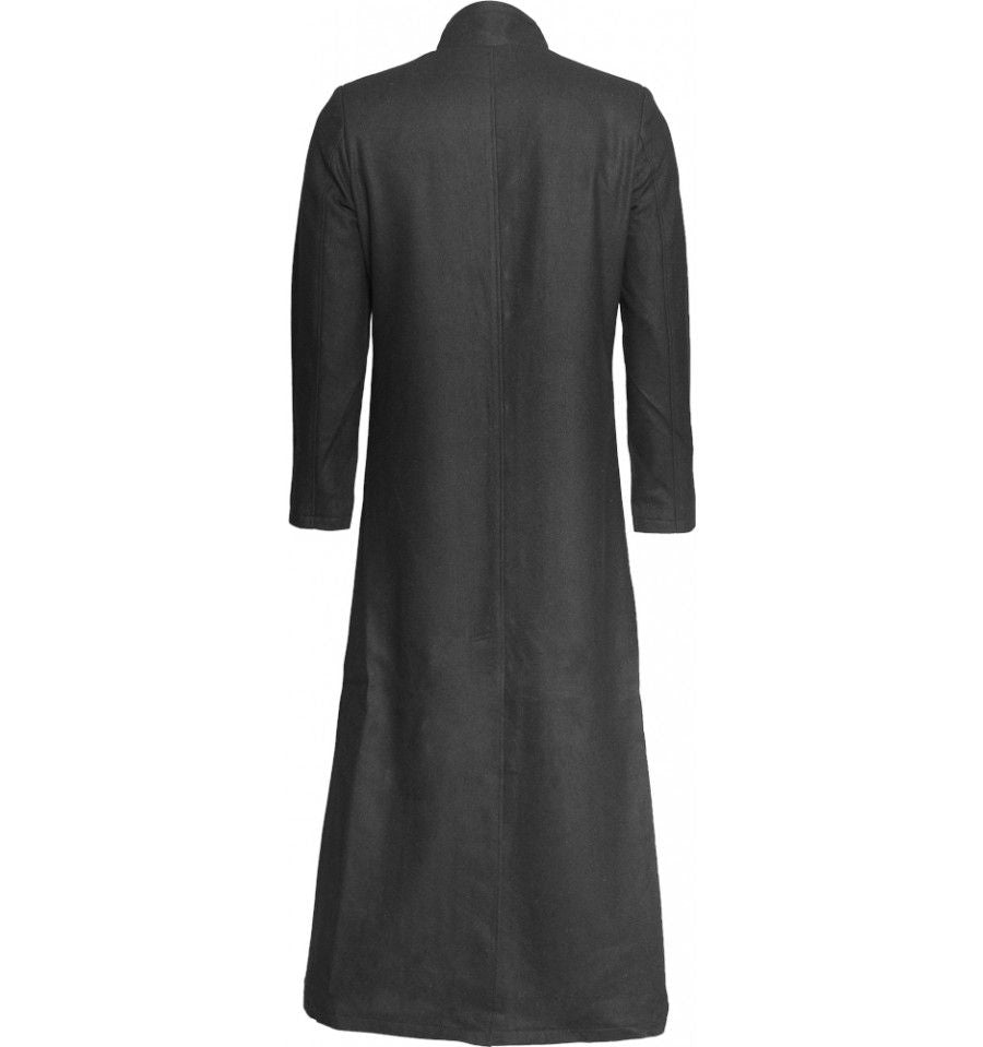Preacher Black Wool Coat | Gothic Long Trench with Sleek Dark Elegance