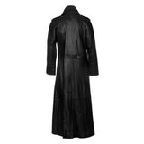 Men Military Steampunk Leather Trench Coat | Long Gothic Outerwear with Vintage Brass Detailing