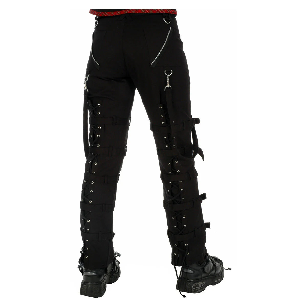 Men Black Gothic Pants with Zip, Buckle and D-Ring | Cyberpunk Bondage Trouser by Dead Threads