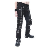 Men Black Gothic Pants with Chain and Buckle | Cyberpunk Cotton Punk Trouser