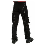 Men Black Gothic Pants with Zip, Buckle and D-Ring | Cyberpunk Bondage Trouser by Dead Threads