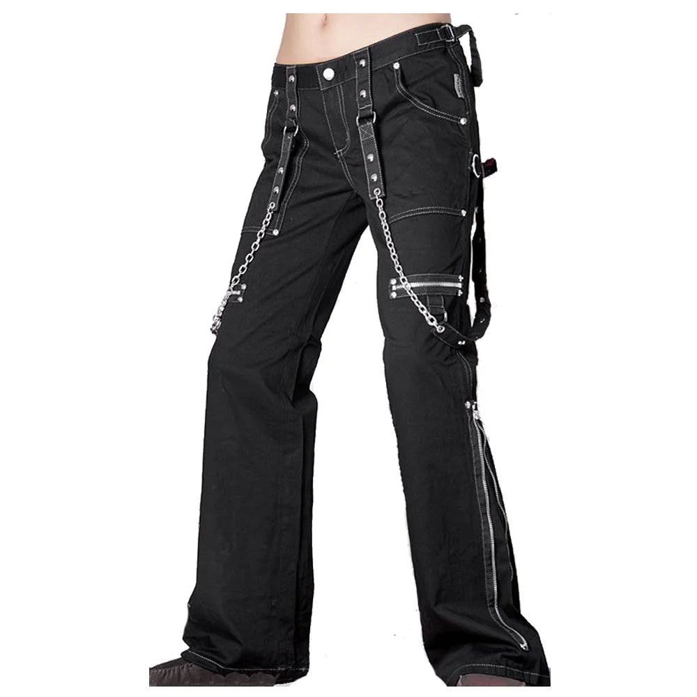 Men Steampunk Black Gothic Chain Pant | Bondage Pant with Metal Accessory