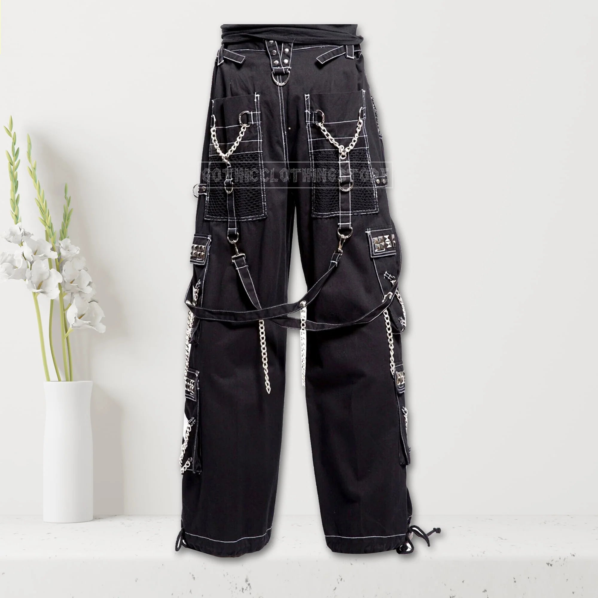 Super Skull Gothic Trouser | Cyber Chain Punk Rock Emo Pant for Men