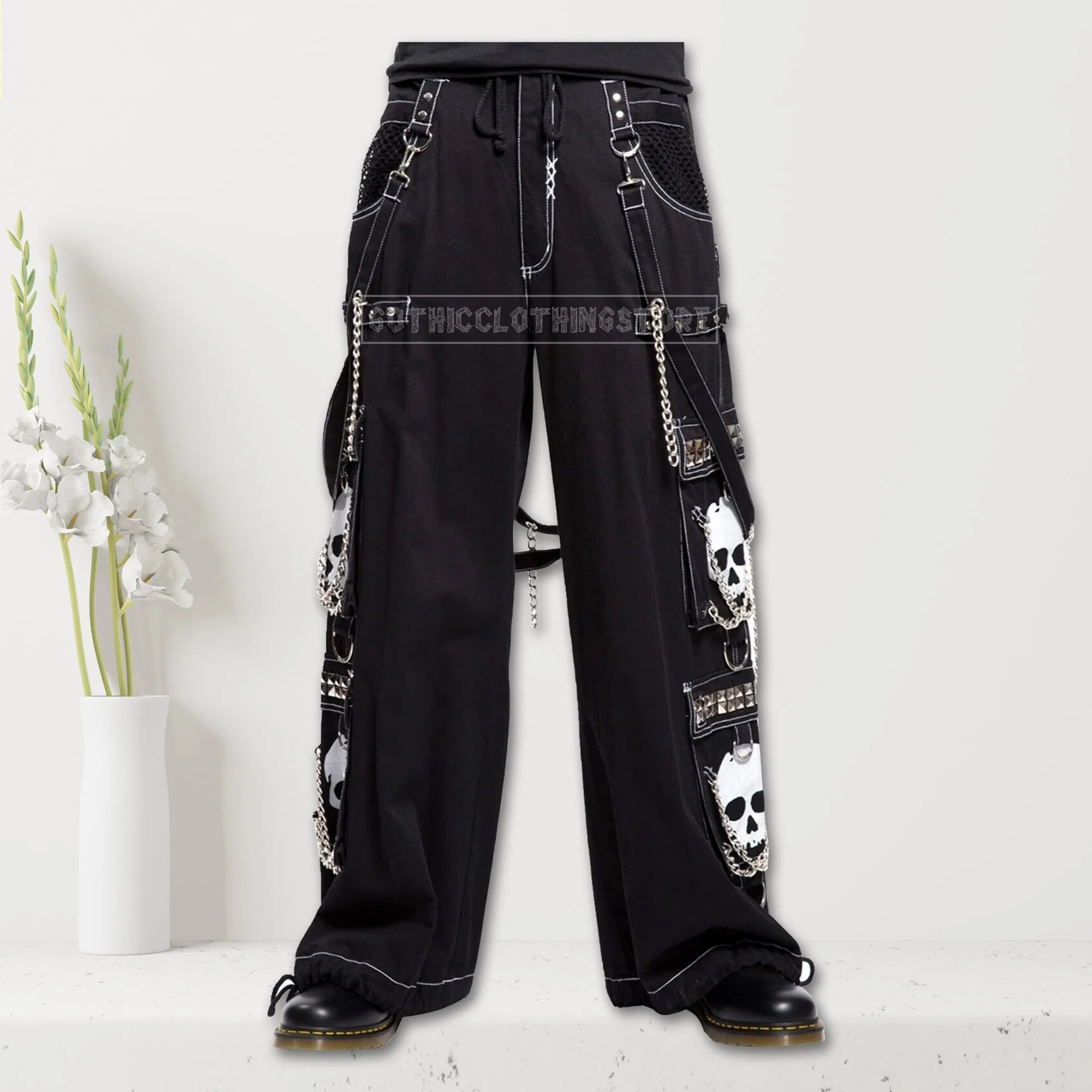Super Skull Gothic Trouser | Cyber Chain Punk Rock Emo Pant for Men