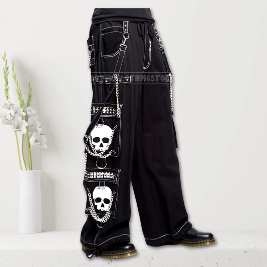 Super Skull Gothic Trouser | Cyber Chain Punk Rock Emo Pant for Men