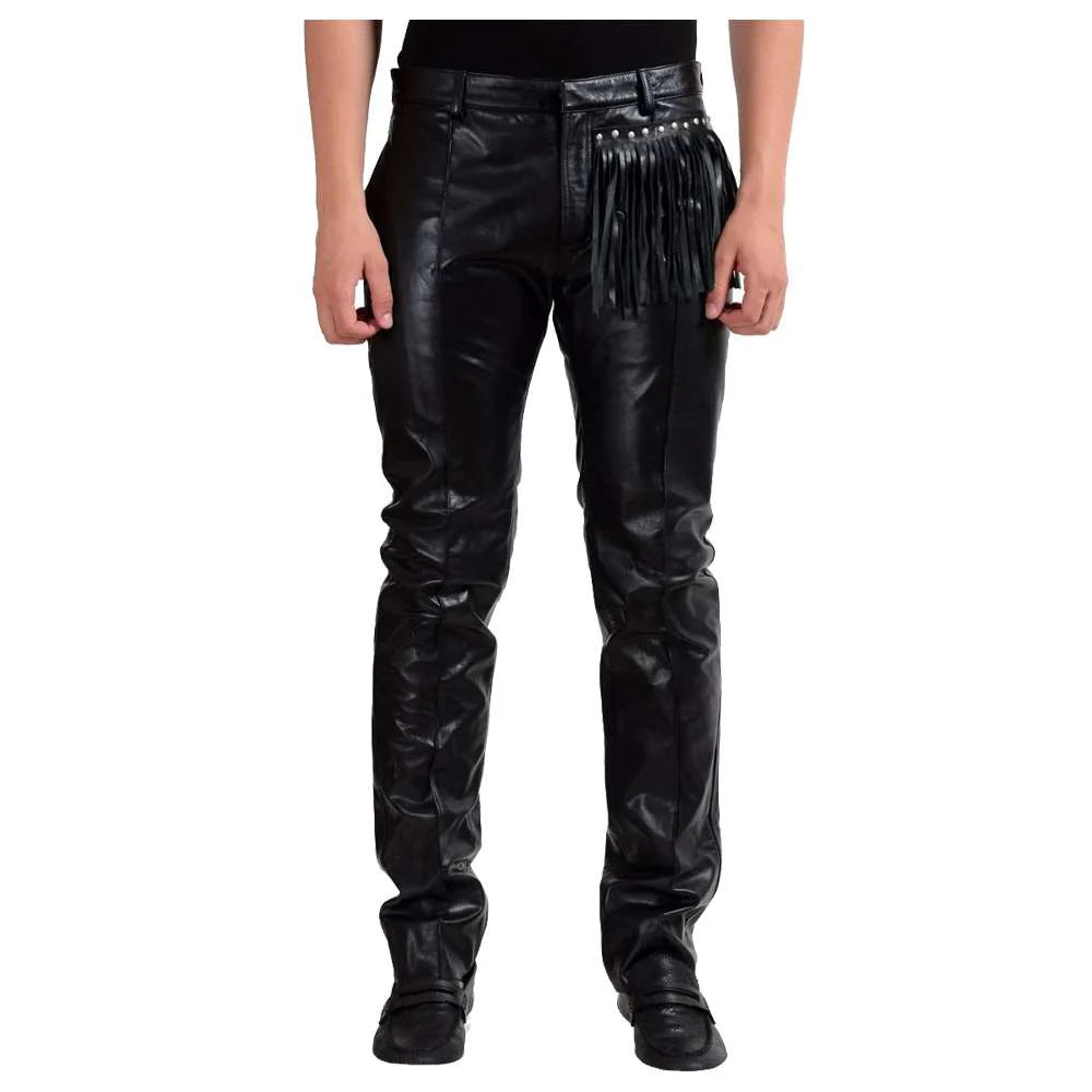 Men Motorcycle Leather Pant | Genuine Napa Leather Gothic Nightclub Pant