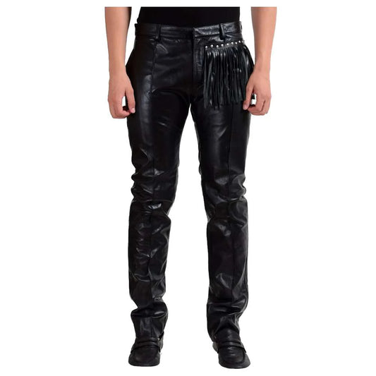 Men Motorcycle Leather Pant | Genuine Napa Leather Gothic Nightclub Pant