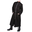 Men D-Ring Full-Length Trench | Black Cotton Gothic Overcoat with Industrial Hardware