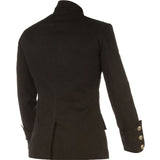 Men Gothic Military Trench Coat | Black Cotton Twill Long Coat with Metal Buttons