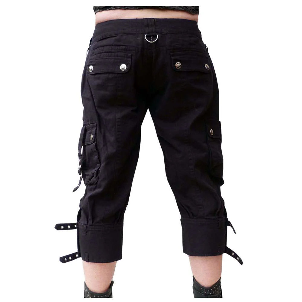 Women Unisex Gothic Rock 3/4 Shorts | Black Lady Underground Look Short