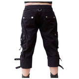Women Unisex Gothic Rock 3/4 Shorts | Black Lady Underground Look Short