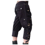 Women Unisex Gothic Rock 3/4 Shorts | Black Lady Underground Look Short